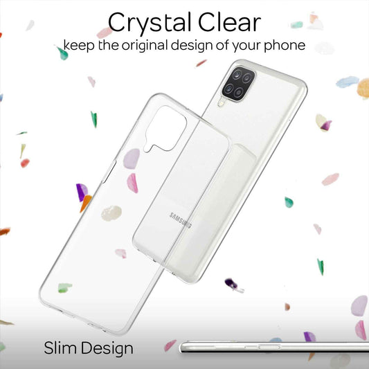 NALIA Transparente Silikonhülle für Samsung Galaxy A12 – Anti-Gelb & Rutschfest – GLAZE (Handyhülle Kristallklar, Schlank & Stoßfest) – Marke aus Berlin