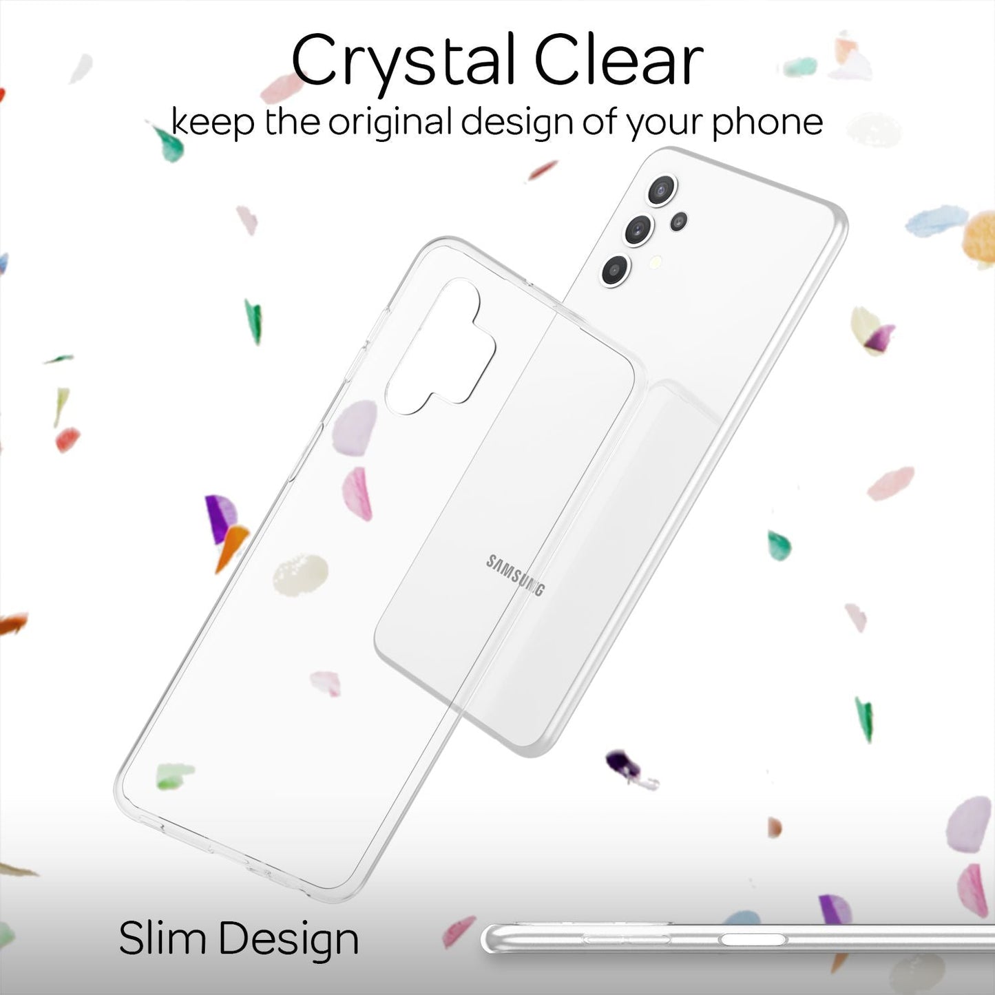 NALIA Transparente Silikonhülle für Samsung Galaxy A32 5G – Anti-Gelb & Rutschfest – GLAZE (Handyhülle Kristallklar, Schlank & Stoßfest) – Marke aus Berlin