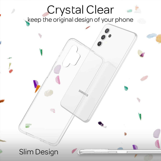 NALIA Transparente Silikonhülle für Samsung Galaxy A32 5G – Anti-Gelb & Rutschfest – GLAZE (Handyhülle Kristallklar, Schlank & Stoßfest) – Marke aus Berlin
