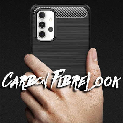 NALIA Silikonhülle für Samsung Galaxy A32 5G – Rutschfest & Matt – VORTEX (Gebürstete Optik & Carbon Design) – Marke aus Berlin