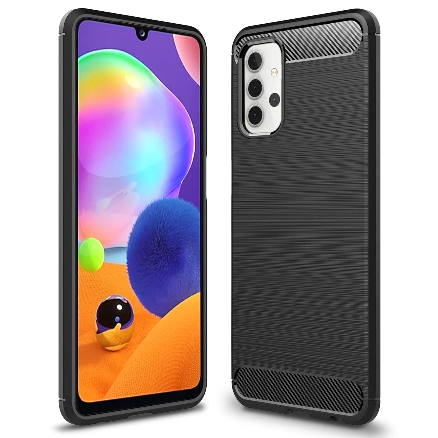 NALIA Silikonhülle für Samsung Galaxy A32 5G – Rutschfest & Matt – VORTEX (Gebürstete Optik & Carbon Design) – Marke aus Berlin