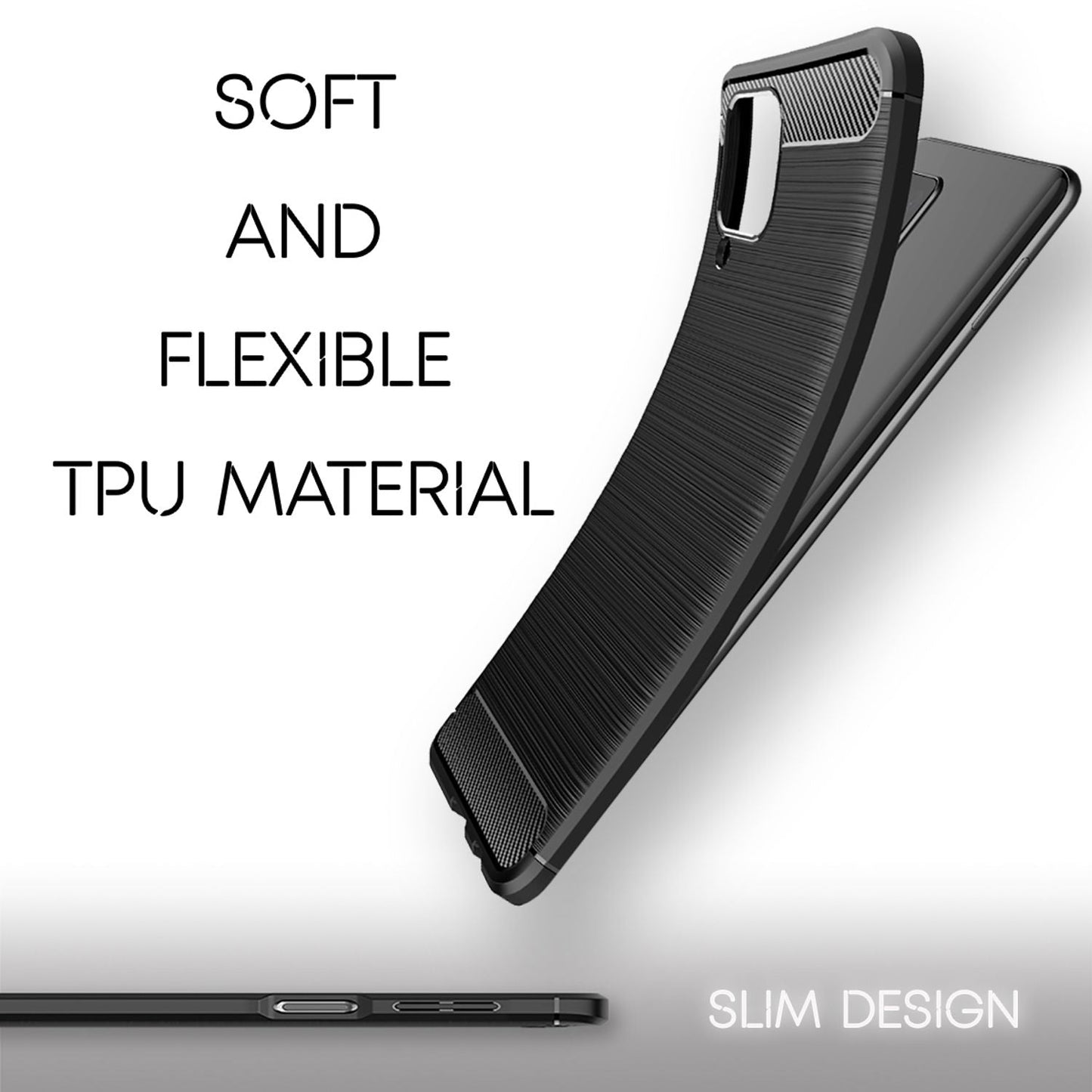 NALIA Silikonhülle für Samsung Galaxy A12 – Rutschfest & Matt – VORTEX (Gebürstete Optik & Carbon Design) – Marke aus Berlin