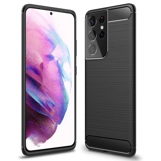 NALIA Silikonhülle für Samsung Galaxy S21 Ultra – Rutschfest & Matt – VORTEX (Gebürstete Optik & Carbon Design) – Marke aus Berlin