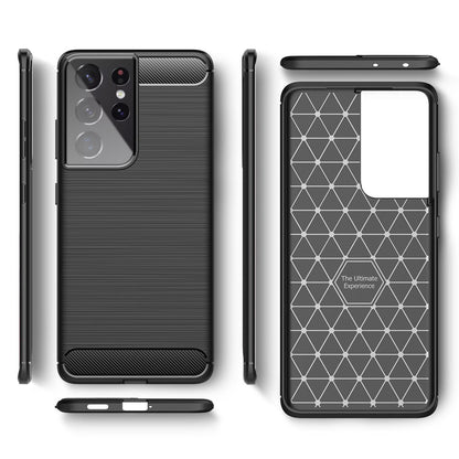 NALIA Silikonhülle für Samsung Galaxy S21 Ultra – Rutschfest & Matt – VORTEX (Gebürstete Optik & Carbon Design) – Marke aus Berlin