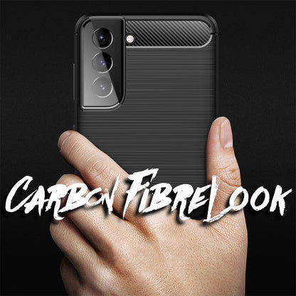 NALIA Silikonhülle für Samsung Galaxy S21 Plus – Rutschfest & Matt – VORTEX (Gebürstete Optik & Carbon Design) – Marke aus Berlin