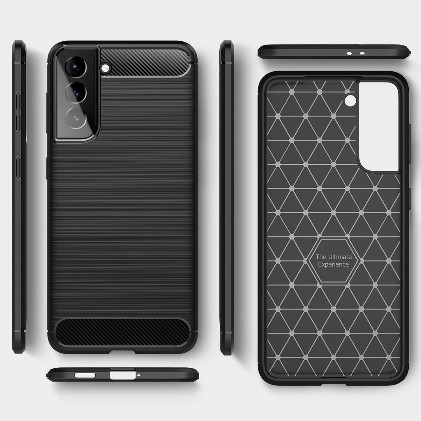 NALIA Silikonhülle für Samsung Galaxy S21 Plus – Rutschfest & Matt – VORTEX (Gebürstete Optik & Carbon Design) – Marke aus Berlin