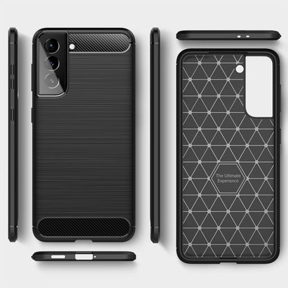 NALIA Silikonhülle für Samsung Galaxy S21 – Rutschfest & Matt – VORTEX (Gebürstete Optik & Carbon Design) – Marke aus Berlin