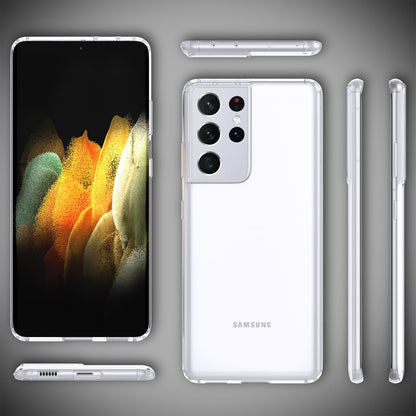 NALIA Transparente Hülle für Samsung Galaxy S21 Ultra – Harte Rückseite & Silikon Rand – IGNITE (Stoßfeste Handyhülle & Verstärkte Ecken) – Marke aus Berlin