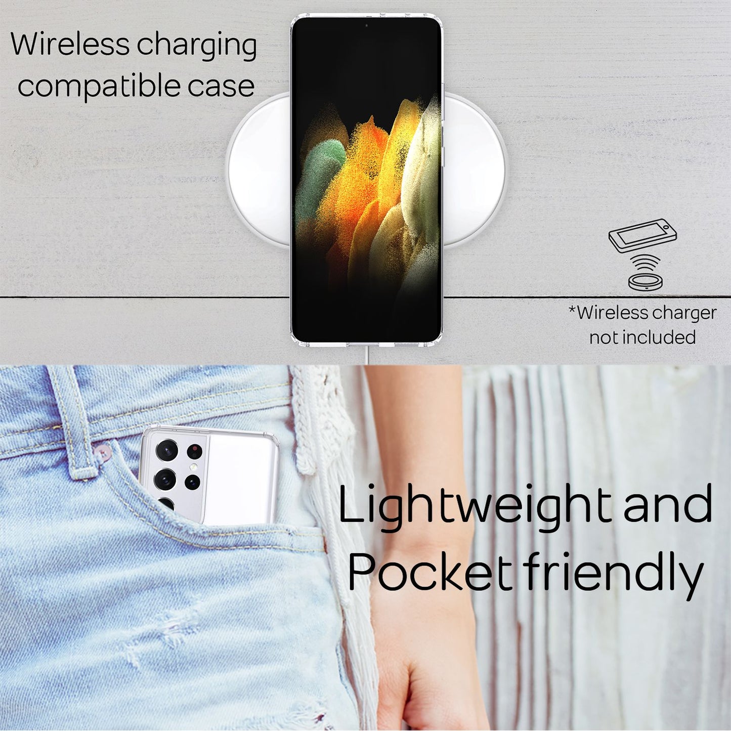 NALIA Transparente Hülle für Samsung Galaxy S21 Ultra – Harte Rückseite & Silikon Rand – IGNITE (Stoßfeste Handyhülle & Verstärkte Ecken) – Marke aus Berlin