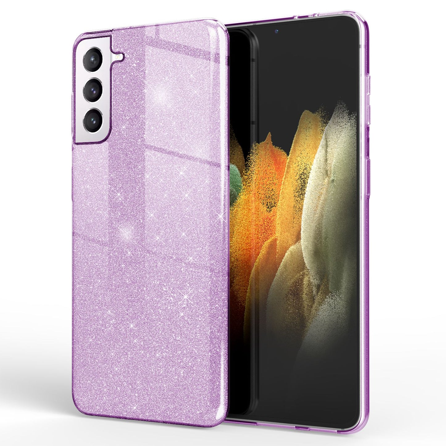 NALIA Glitzerhülle für Samsung Galaxy S21 – Funkelnder Glitzer-Look & Grip – SHINEPOP (Silikon Case) – Marke aus Berlin