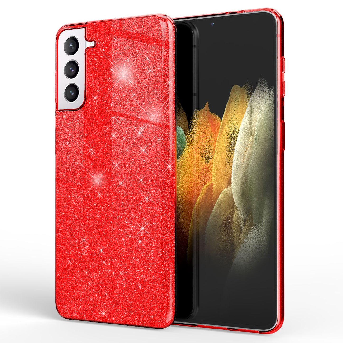NALIA Glitzerhülle für Samsung Galaxy S21 – Funkelnder Glitzer-Look & Grip – SHINEPOP (Silikon Case) – Marke aus Berlin