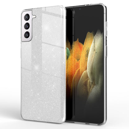 NALIA Glitzerhülle für Samsung Galaxy S21 – Funkelnder Glitzer-Look & Grip – SHINEPOP (Silikon Case) – Marke aus Berlin