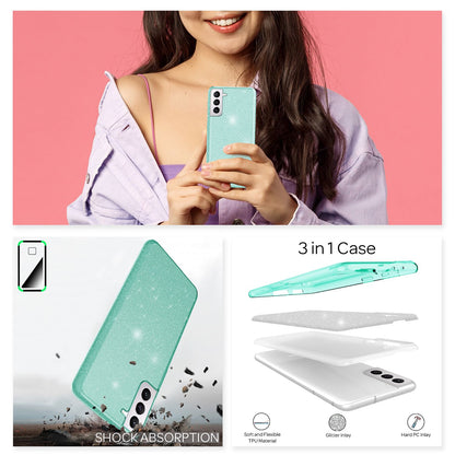 NALIA Glitzerhülle für Samsung Galaxy S21 – Funkelnder Glitzer-Look & Grip – SHINEPOP (Silikon Case) – Marke aus Berlin