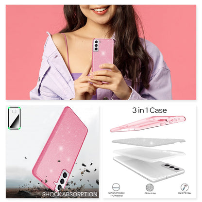 NALIA Glitzerhülle für Samsung Galaxy S21 – Funkelnder Glitzer-Look & Grip – SHINEPOP (Silikon Case) – Marke aus Berlin