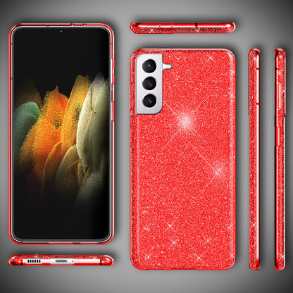 NALIA Glitzerhülle für Samsung Galaxy S21 – Funkelnder Glitzer-Look & Grip – SHINEPOP (Silikon Case) – Marke aus Berlin