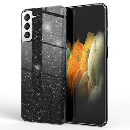 NALIA Glitzerhülle für Samsung Galaxy S21 Plus – Funkelnder Glitzer-Look & Grip – SHINEPOP (Silikon Case) – Marke aus Berlin