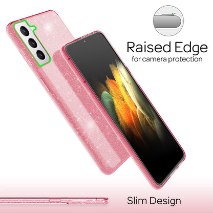 NALIA Glitzerhülle für Samsung Galaxy S21 Plus – Funkelnder Glitzer-Look & Grip – SHINEPOP (Silikon Case) – Marke aus Berlin