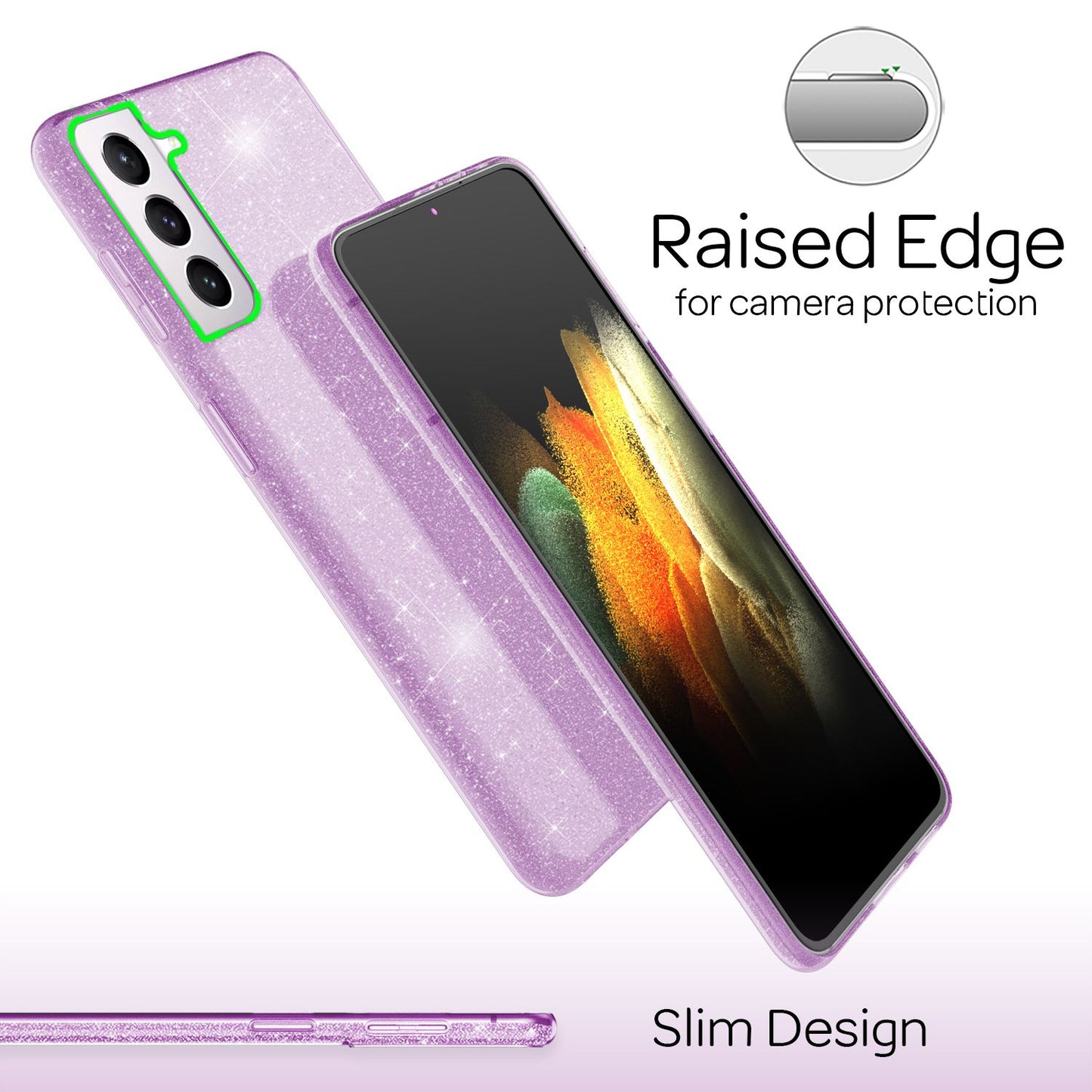 NALIA Glitzerhülle für Samsung Galaxy S21 Plus – Funkelnder Glitzer-Look & Grip – SHINEPOP (Silikon Case) – Marke aus Berlin