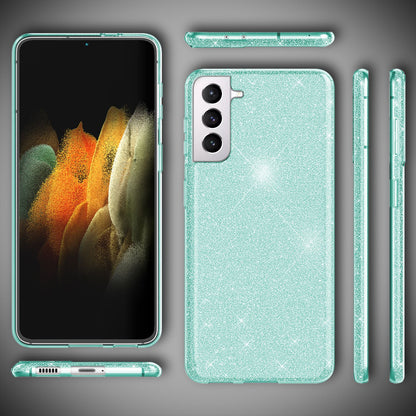 NALIA Glitzerhülle für Samsung Galaxy S21 Plus – Funkelnder Glitzer-Look & Grip – SHINEPOP (Silikon Case) – Marke aus Berlin
