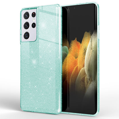 NALIA Glitzerhülle für Samsung Galaxy S21 Ultra – Funkelnder Glitzer-Look & Grip – SHINEPOP (Silikon Case) – Marke aus Berlin