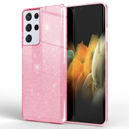 NALIA Glitzerhülle für Samsung Galaxy S21 Ultra – Funkelnder Glitzer-Look & Grip – SHINEPOP (Silikon Case) – Marke aus Berlin