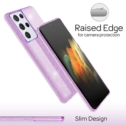 NALIA Glitzerhülle für Samsung Galaxy S21 Ultra – Funkelnder Glitzer-Look & Grip – SHINEPOP (Silikon Case) – Marke aus Berlin