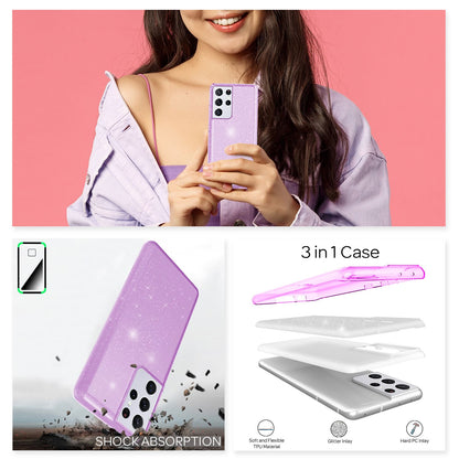 NALIA Glitzerhülle für Samsung Galaxy S21 Ultra – Funkelnder Glitzer-Look & Grip – SHINEPOP (Silikon Case) – Marke aus Berlin