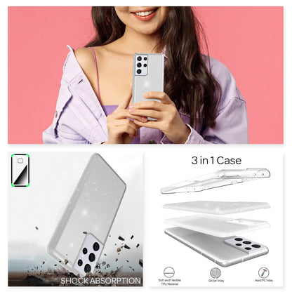 NALIA Glitzerhülle für Samsung Galaxy S21 Ultra – Funkelnder Glitzer-Look & Grip – SHINEPOP (Silikon Case) – Marke aus Berlin