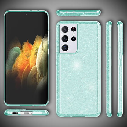 NALIA Glitzerhülle für Samsung Galaxy S21 Ultra – Funkelnder Glitzer-Look & Grip – SHINEPOP (Silikon Case) – Marke aus Berlin