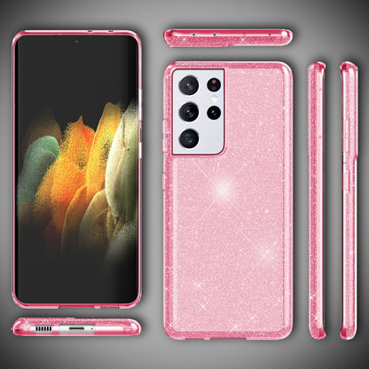 NALIA Glitzerhülle für Samsung Galaxy S21 Ultra – Funkelnder Glitzer-Look & Grip – SHINEPOP (Silikon Case) – Marke aus Berlin