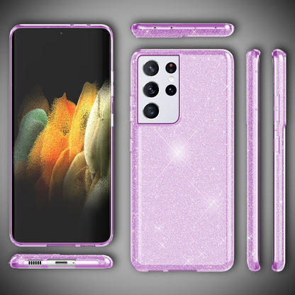 NALIA Glitzerhülle für Samsung Galaxy S21 Ultra – Funkelnder Glitzer-Look & Grip – SHINEPOP (Silikon Case) – Marke aus Berlin