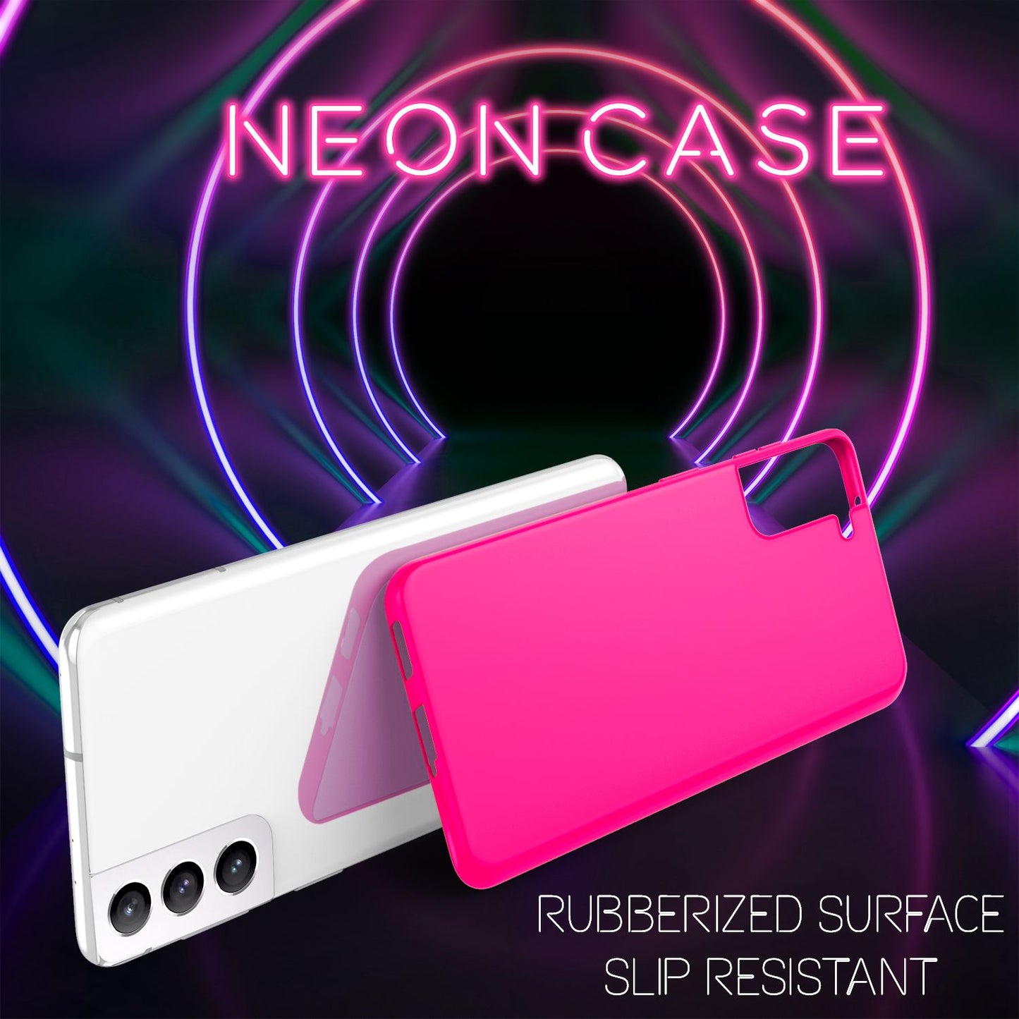NALIA Neon Silikonhülle für Samsung Galaxy S21 – Soft-Touch & Signal-Neon – NEONSHOCK (Matte Schutzhülle) – Marke aus Berlin