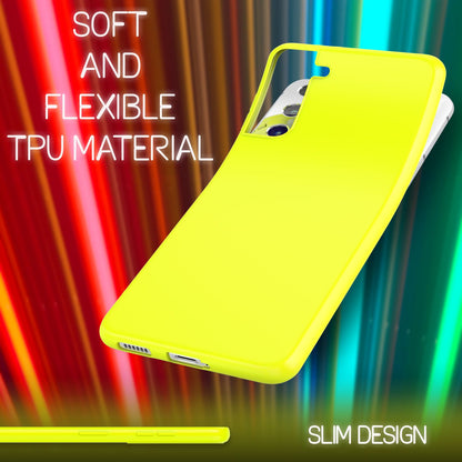 NALIA Neon Silikonhülle für Samsung Galaxy S21 – Soft-Touch & Signal-Neon – NEONSHOCK (Matte Schutzhülle) – Marke aus Berlin