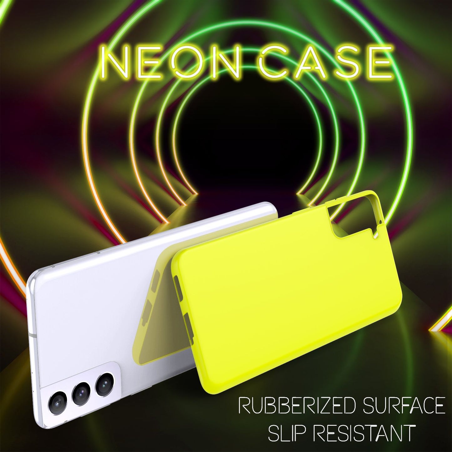 NALIA Neon Silikonhülle für Samsung Galaxy S21 Plus – Soft-Touch & Signal-Neon – NEONSHOCK (Matte Schutzhülle) – Marke aus Berlin