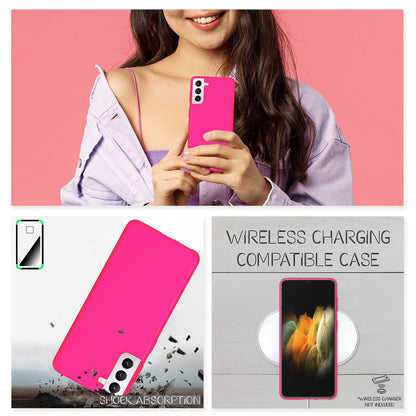NALIA Neon Silikonhülle für Samsung Galaxy S21 Plus – Soft-Touch & Signal-Neon – NEONSHOCK (Matte Schutzhülle) – Marke aus Berlin