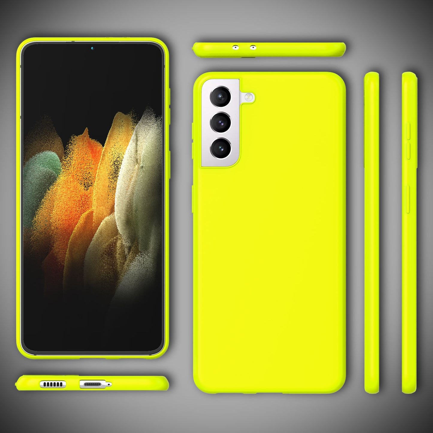 NALIA Neon Silikonhülle für Samsung Galaxy S21 Plus – Soft-Touch & Signal-Neon – NEONSHOCK (Matte Schutzhülle) – Marke aus Berlin