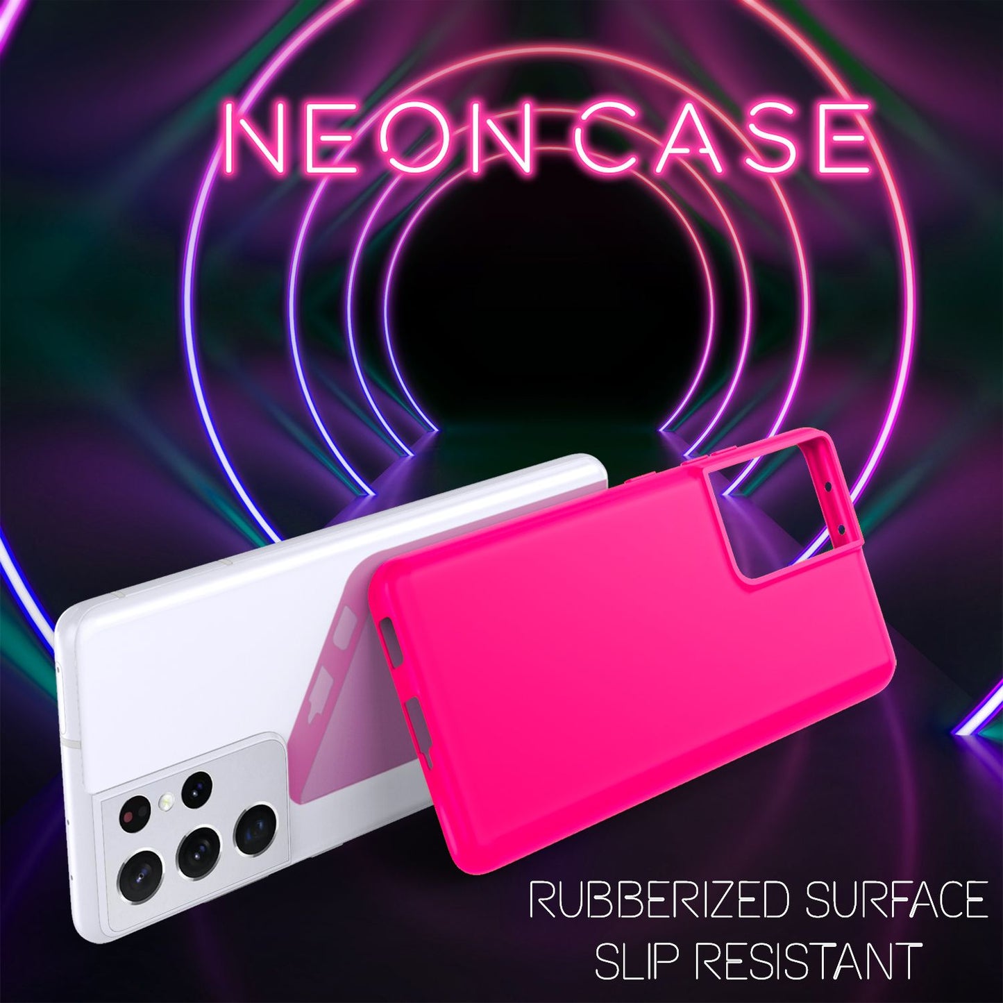 NALIA Neon Silikonhülle für Samsung Galaxy S21 Ultra – Soft-Touch & Signal-Neon – NEONSHOCK (Matte Schutzhülle) – Marke aus Berlin