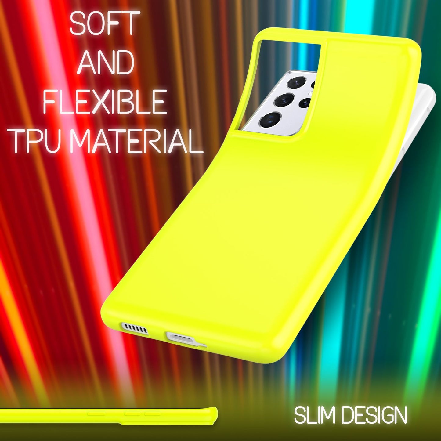 NALIA Neon Silikonhülle für Samsung Galaxy S21 Ultra – Soft-Touch & Signal-Neon – NEONSHOCK (Matte Schutzhülle) – Marke aus Berlin