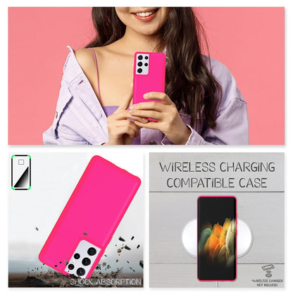 NALIA Neon Silikonhülle für Samsung Galaxy S21 Ultra – Soft-Touch & Signal-Neon – NEONSHOCK (Matte Schutzhülle) – Marke aus Berlin