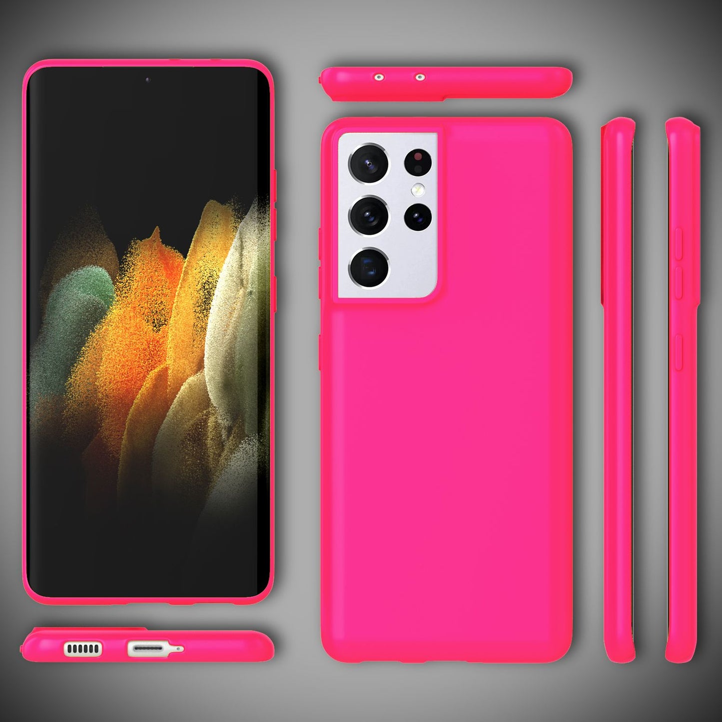 NALIA Neon Silikonhülle für Samsung Galaxy S21 Ultra – Soft-Touch & Signal-Neon – NEONSHOCK (Matte Schutzhülle) – Marke aus Berlin