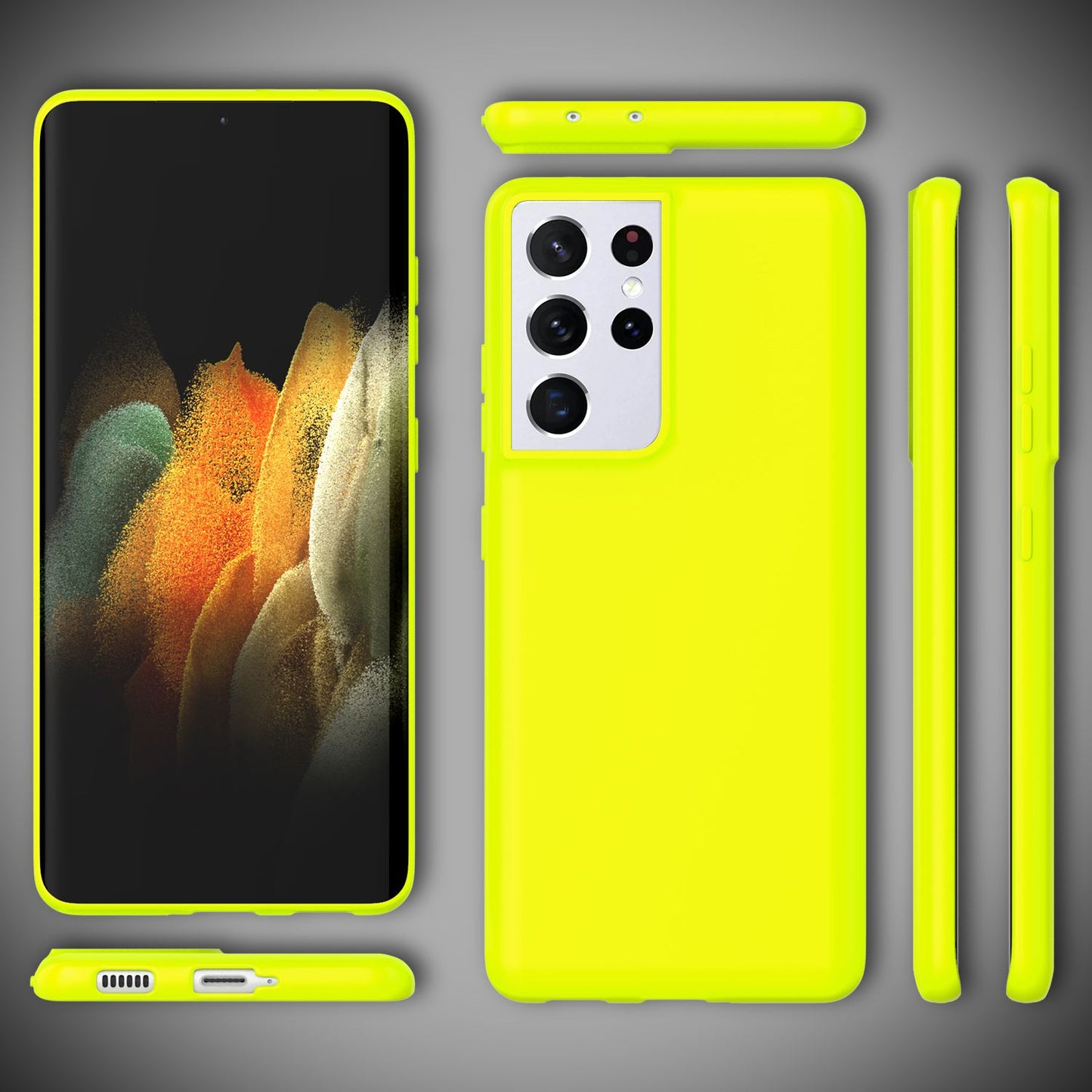 NALIA Neon Silikonhülle für Samsung Galaxy S21 Ultra – Soft-Touch & Signal-Neon – NEONSHOCK (Matte Schutzhülle) – Marke aus Berlin