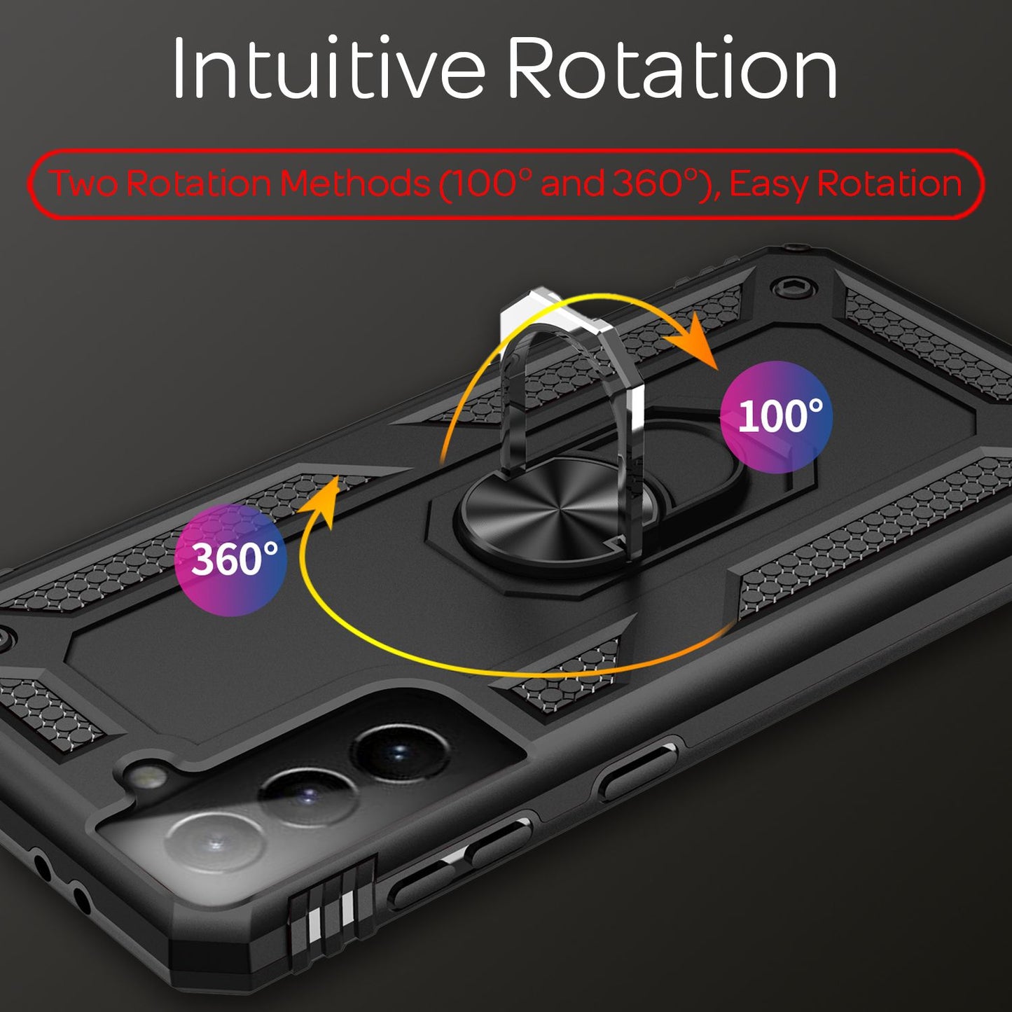 NALIA Panzerhülle für Samsung Galaxy S21 Plus – Ring-Ständer 360° & Magnet-Halterung Kompatibel – RINGDEFEND (Stoßfestes Outdoor Case) – Marke aus Berlin