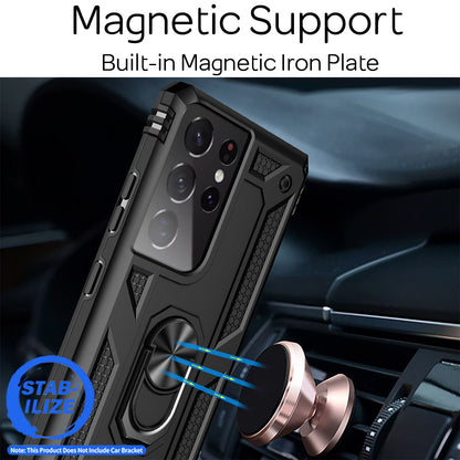 NALIA Panzerhülle für Samsung Galaxy S21 Ultra – Ring-Ständer 360° & Magnet-Halterung Kompatibel – RINGDEFEND (Stoßfestes Outdoor Case) – Marke aus Berlin