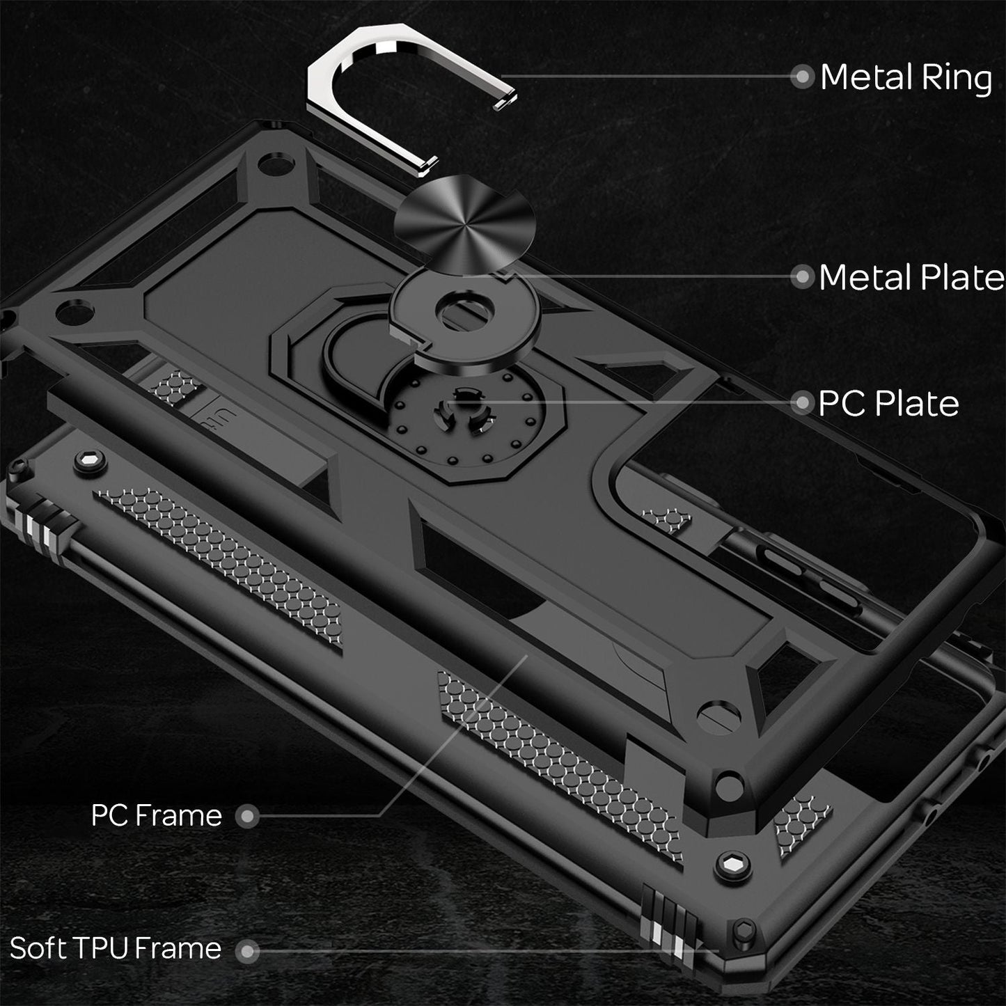 NALIA Panzerhülle für Samsung Galaxy S21 Ultra – Ring-Ständer 360° & Magnet-Halterung Kompatibel – RINGDEFEND (Stoßfestes Outdoor Case) – Marke aus Berlin