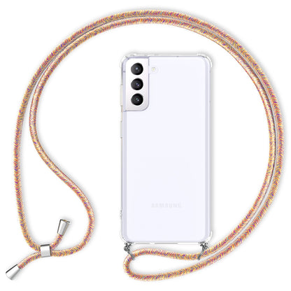 NALIA Handykette für Samsung Galaxy S21 Plus – Transparentes Hybrid-Case & Band – HANGIT (Anti-Gelb Rückseite & Verstellbar) – Marke aus Berlin