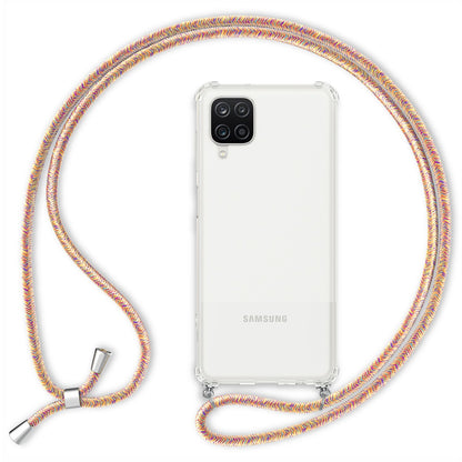 NALIA Handykette für Samsung Galaxy A12 – Transparentes Hybrid-Case & Band – HANGIT (Anti-Gelb Rückseite & Verstellbar) – Marke aus Berlin