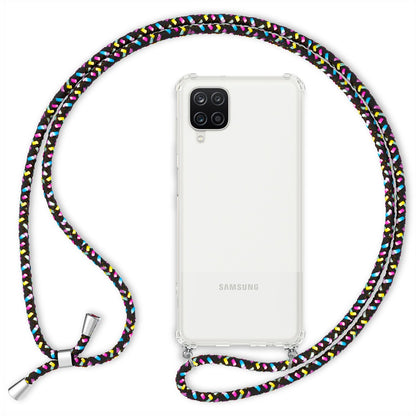 NALIA Handykette für Samsung Galaxy A12 – Transparentes Hybrid-Case & Band – HANGIT (Anti-Gelb Rückseite & Verstellbar) – Marke aus Berlin