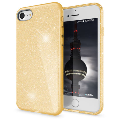NALIA Glitzerhülle für iPhone 7 / 8 / SE (2020 / 2022) – Funkelnder Glitzer-Look & Grip – SHINEPOP (Silikon Case) – Marke aus Berlin