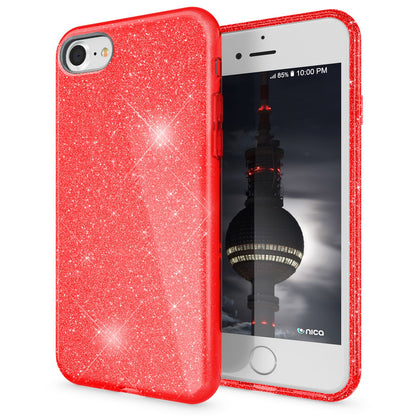 NALIA Glitzerhülle für iPhone 7 / 8 / SE (2020 / 2022) – Funkelnder Glitzer-Look & Grip – SHINEPOP (Silikon Case) – Marke aus Berlin