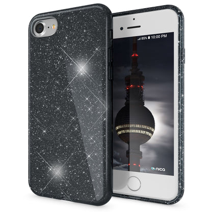 NALIA Glitzerhülle für iPhone 7 / 8 / SE (2020 / 2022) – Funkelnder Glitzer-Look & Grip – SHINEPOP (Silikon Case) – Marke aus Berlin